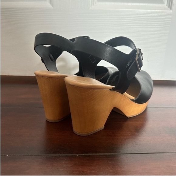 Size 10 Bamboo Black Clog Wedge Heels - Picture 5 of 5